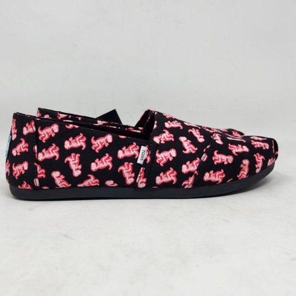 New women's dinosaurs Toms glow in the dark neon pink T-Rex skeleton print shoes - Picture 3 of 9